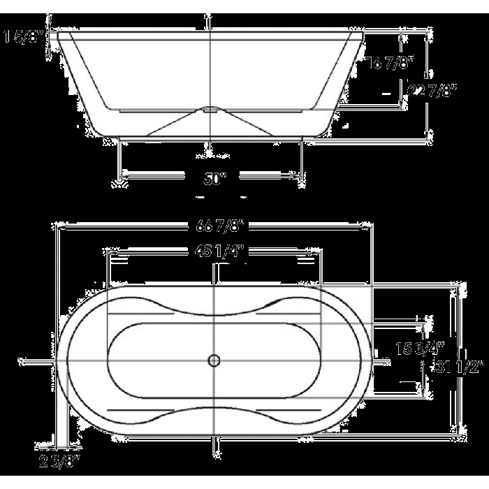 Whitehaus WHDB170BATH Bathtub Oval Double-Sided Freestanding Acrylic
