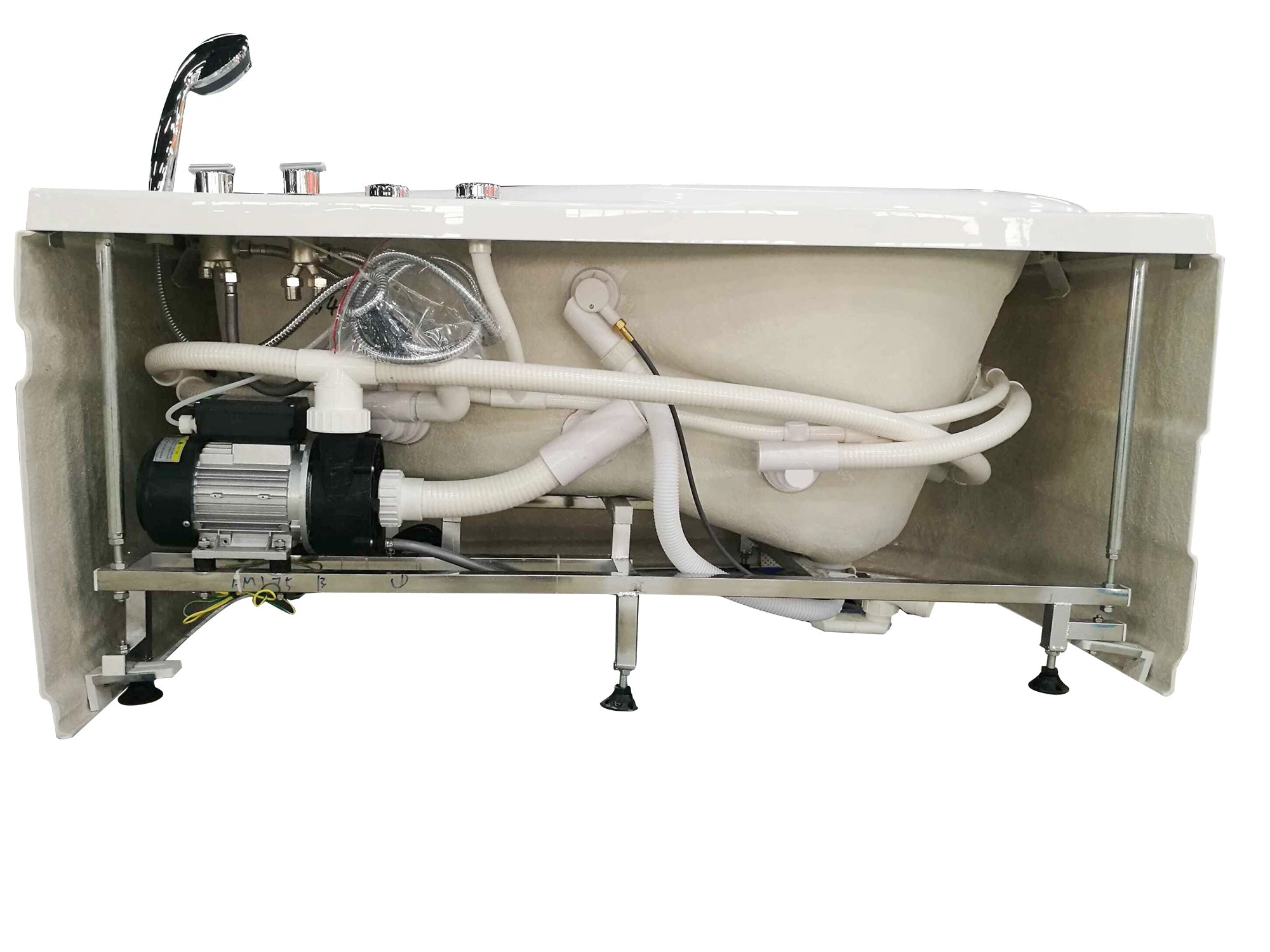 EAGO AM175 Corner Whirlpool Bathtub White Acrylic Jetted w/ Fixtures