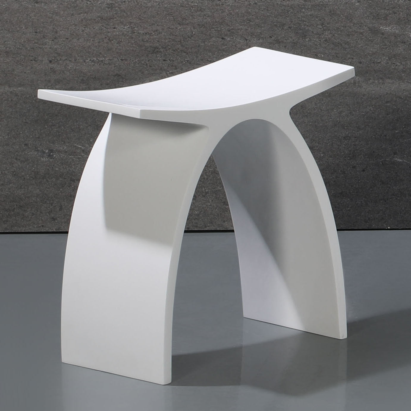 ALFI ABST77 Bathroom & Shower Stool w/ Arched Solid Surface Resin (white/black)