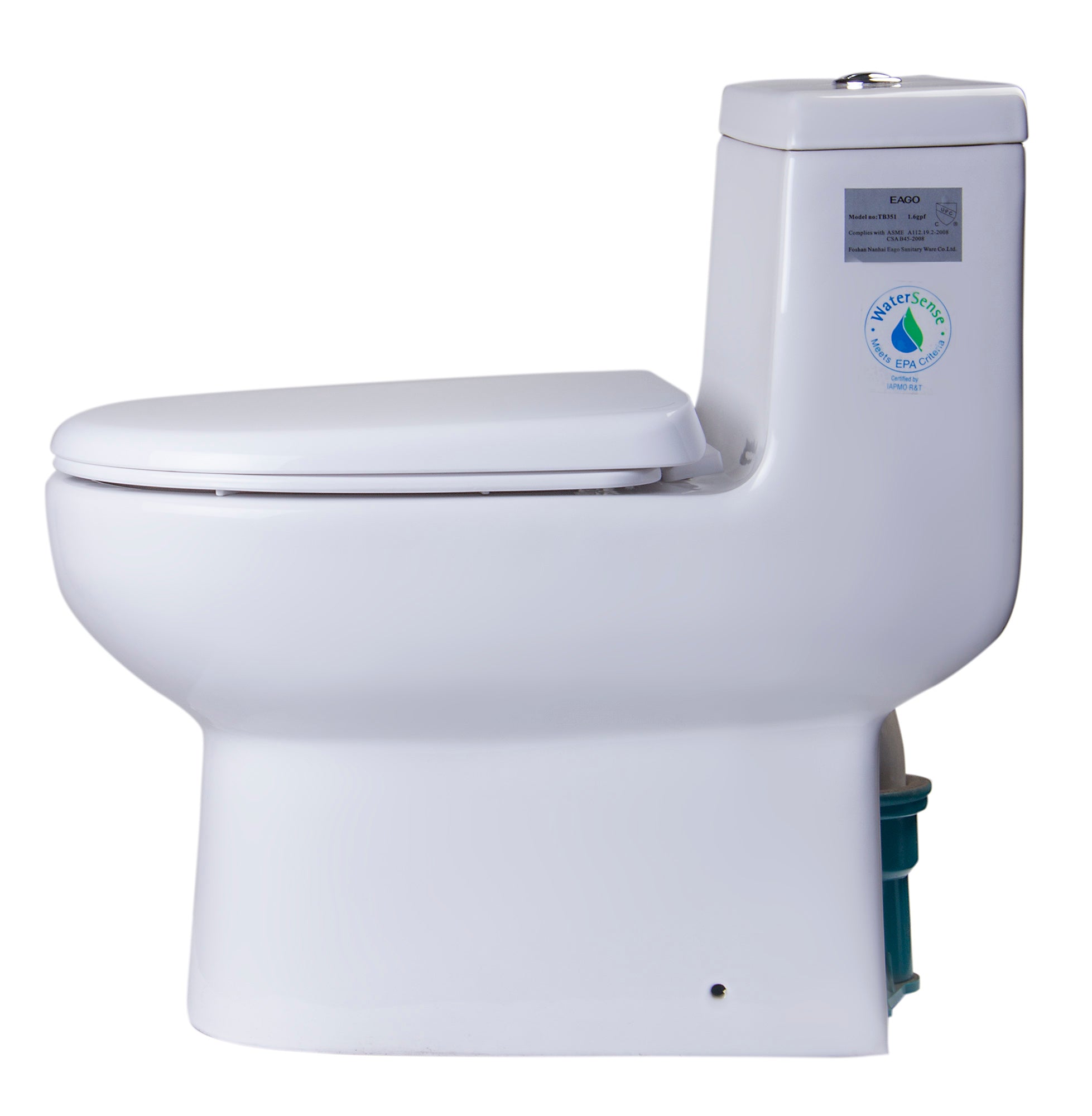 EAGO TB351 Toilet Dual-Flush w/ High Efficiency Low Flush White