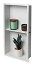 ALFI Built In Shower Shelf w/ Black/White-Stainless Steel + Vertical Double-Shelf (12" x 24")